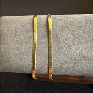 Unisex 925 Sterling Silver 18k gold plated Flexible Flat herringbone Bracelet